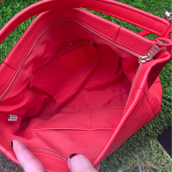 COACH PEBBLED LEATHER CROSSBODY HANDBAG PURSE GENUINE DEEP ORANGE GUC - Picture 5 of 15